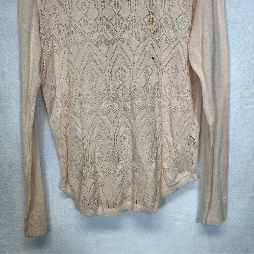 Lauren Conrad Light Pink Lace‎ Dreamer Long Sleeve Sweater Size M